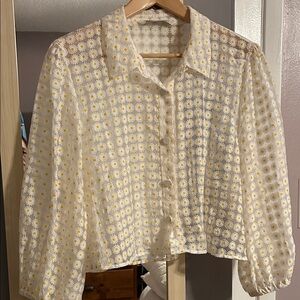 Floral Sheer Button-Up Blouse